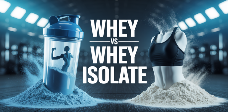 scene motivante avec whey et isolate au gym