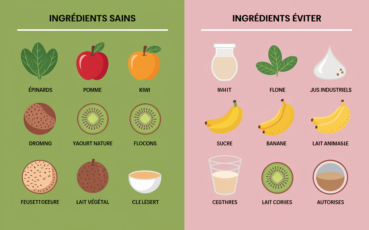tableau ingredients smoothie perte de poids bons et mauvais