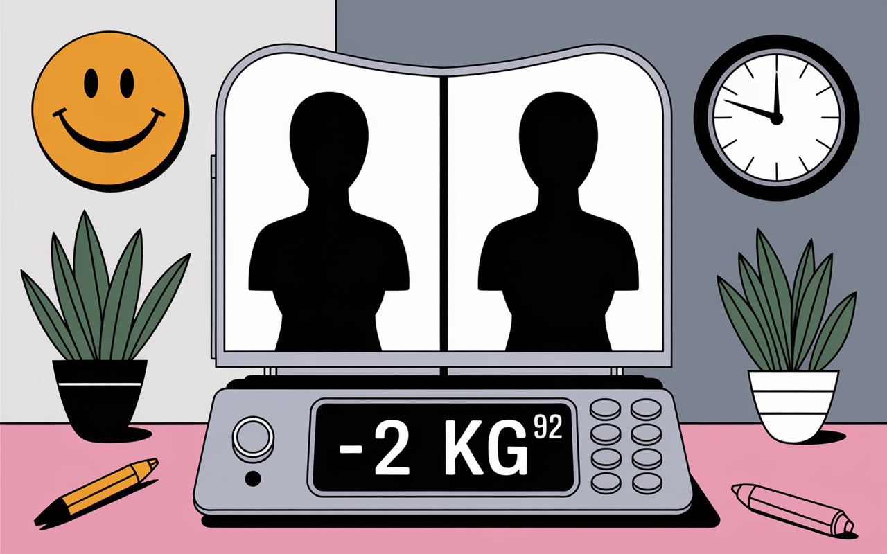 j ai perdu 2 kilos en 2 jours balance et miroir