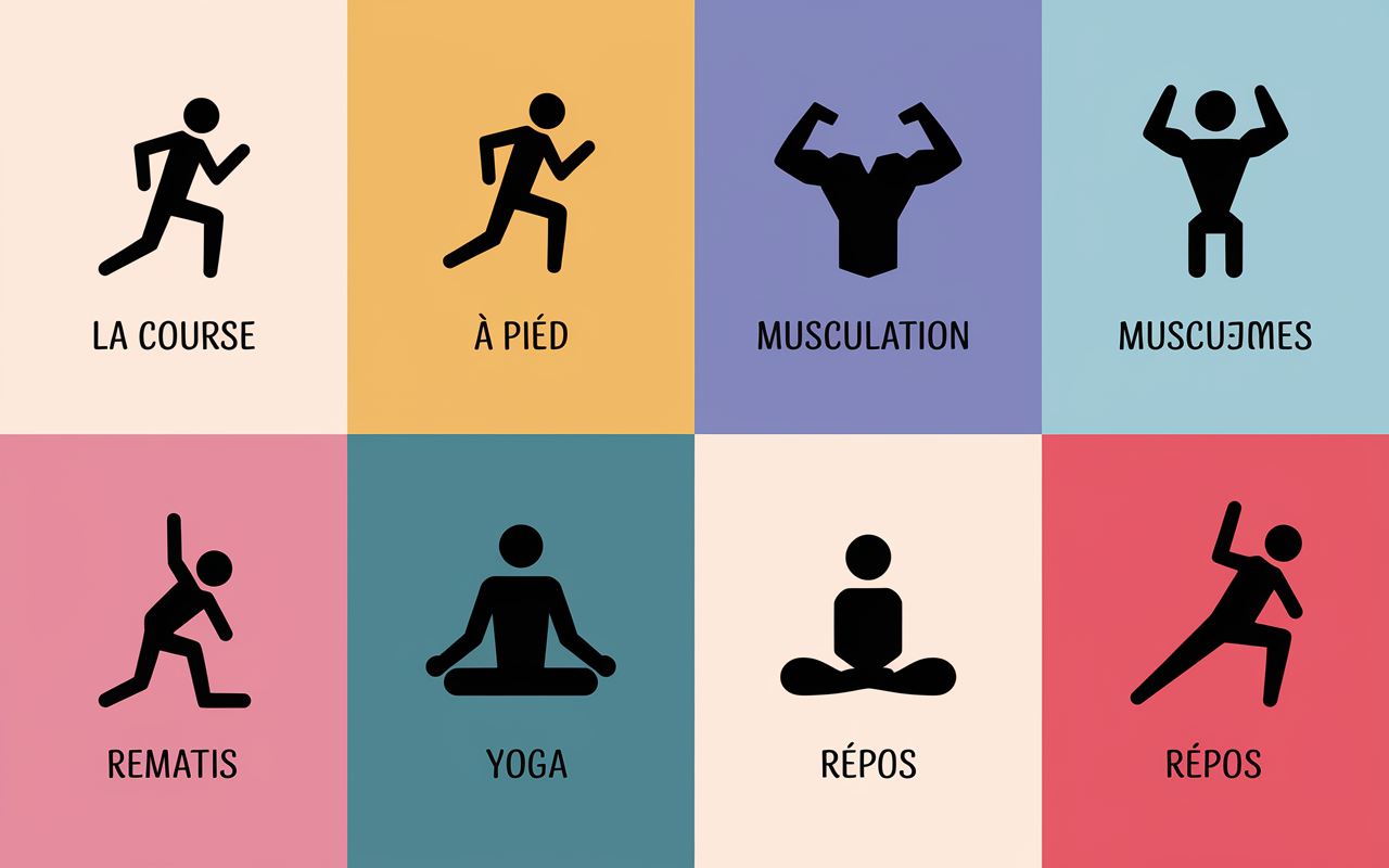Planning semaine jogging musculation pictos