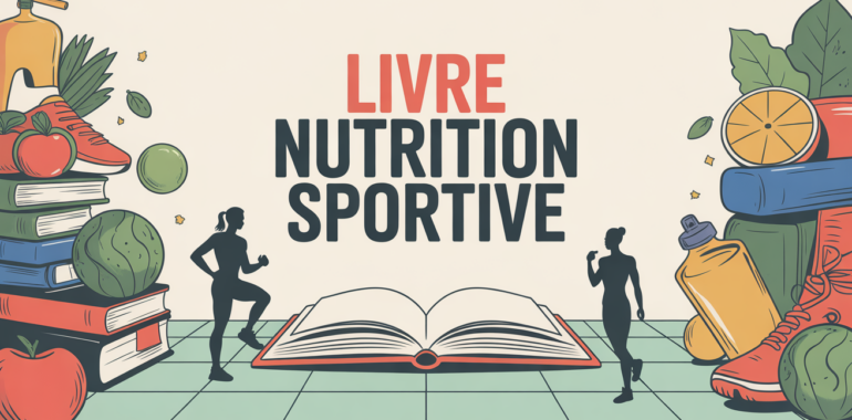 mise en scène livre sur la nutrition sportive avec table et sportifs