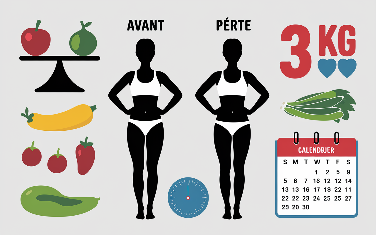 perdre 3 kilos en 2 semaines illustration avant apres