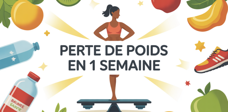 Perdre poids 1 semaine balance aliments sains vue dessus
