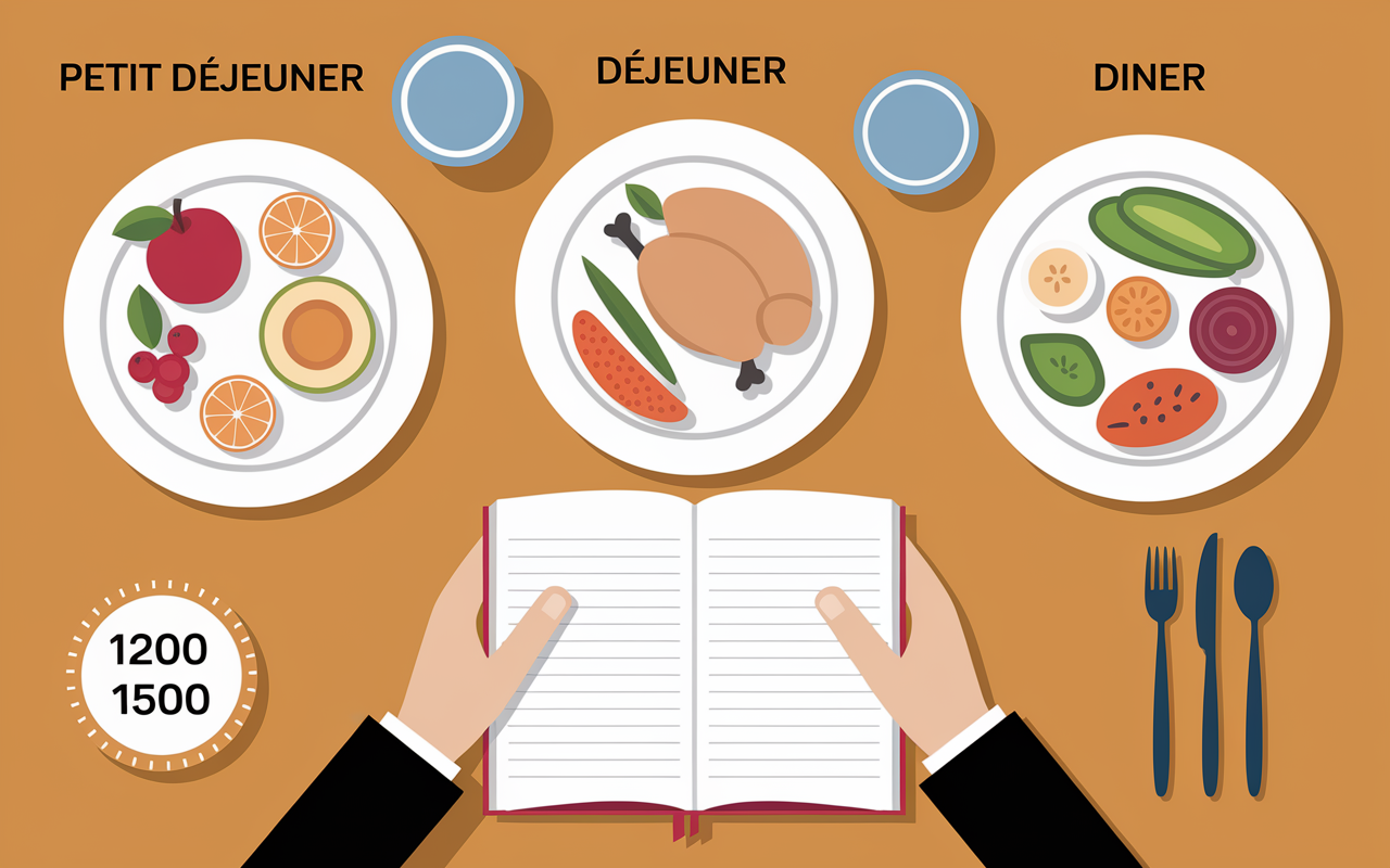 Perdre poids 1 semaine menu repas assiettes