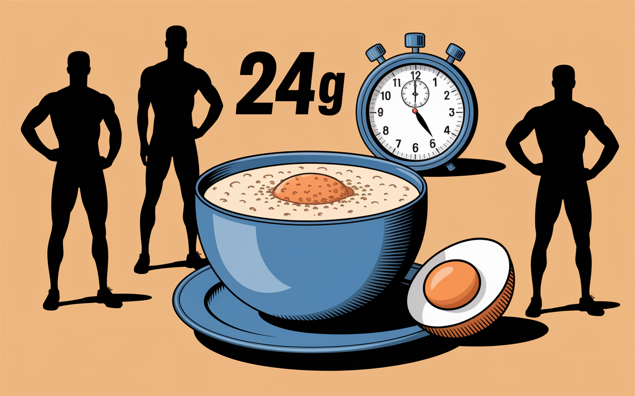Bol de porridge proteiné et dose protéines petit déjeuner