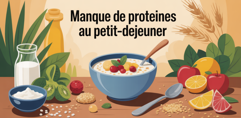 Bol de porridge proteiné avec ingrédients et titre manque de protéines