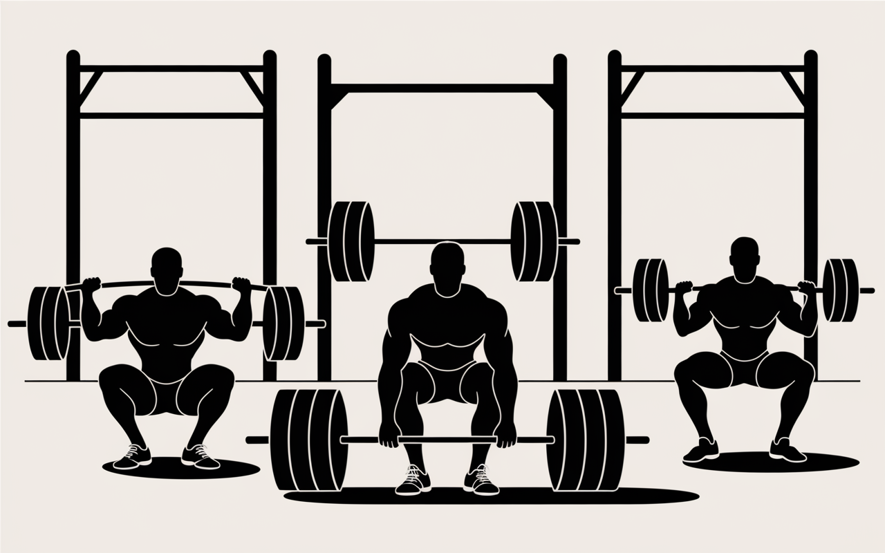 Silhouettes squat développé prise de masse musculaire