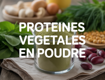 proteine vegetale en poudre danger pot et verre sur table