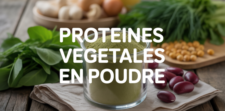 proteine vegetale en poudre danger pot et verre sur table