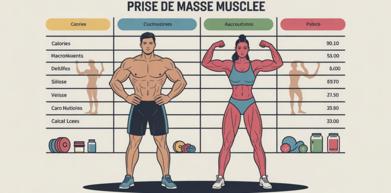 regime de prise de masse homme femme tableau nutrition