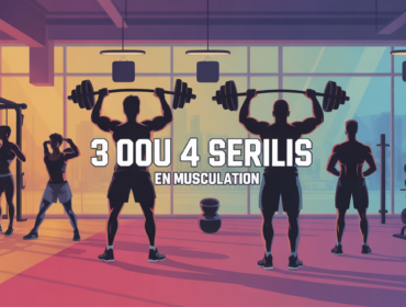 Salle musculation moderne avec silhouettes 3 ou 4 series muscu