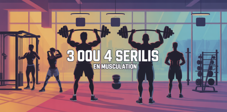 Salle musculation moderne avec silhouettes 3 ou 4 series muscu
