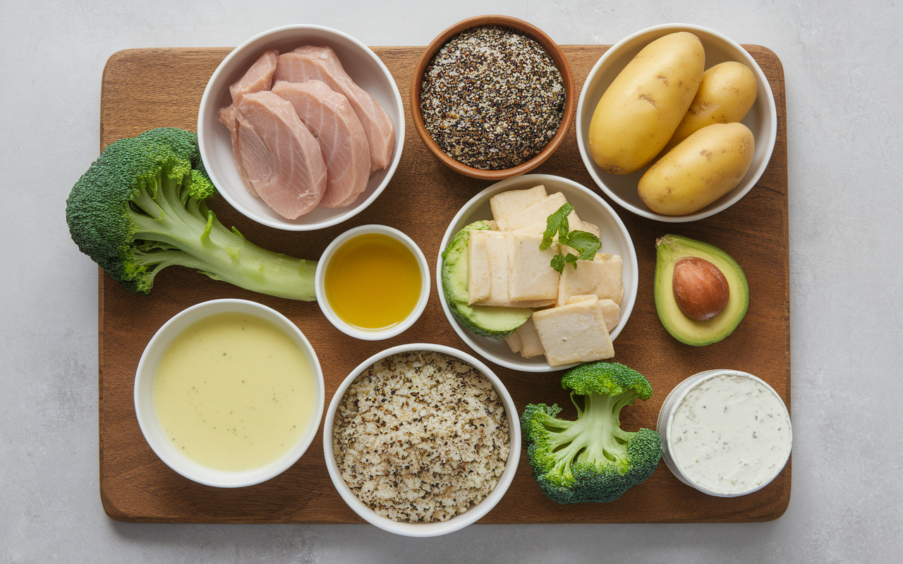 plateau aliments pour une seche vue du dessus
