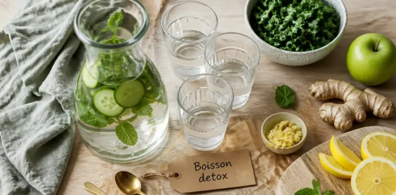 Boisson detox pour maigrir : eau detox maison au concombre et citron