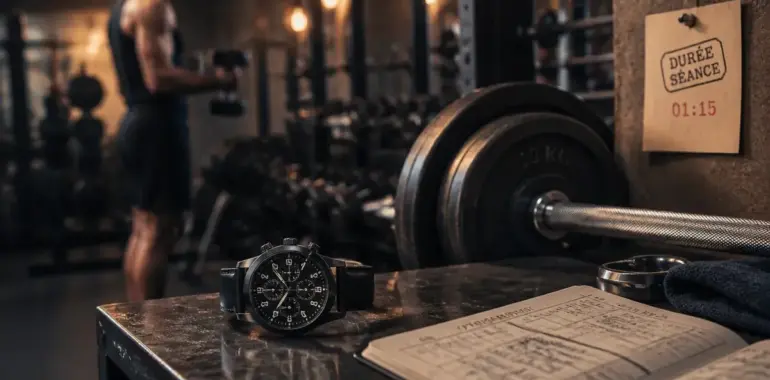 Durée séance musculation : montre et programme en salle, 45 à 75 minutes