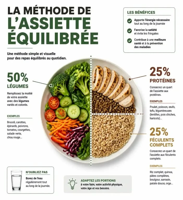 Schéma de l'assiette équilibrée pour un plan alimentaire nutritionniste