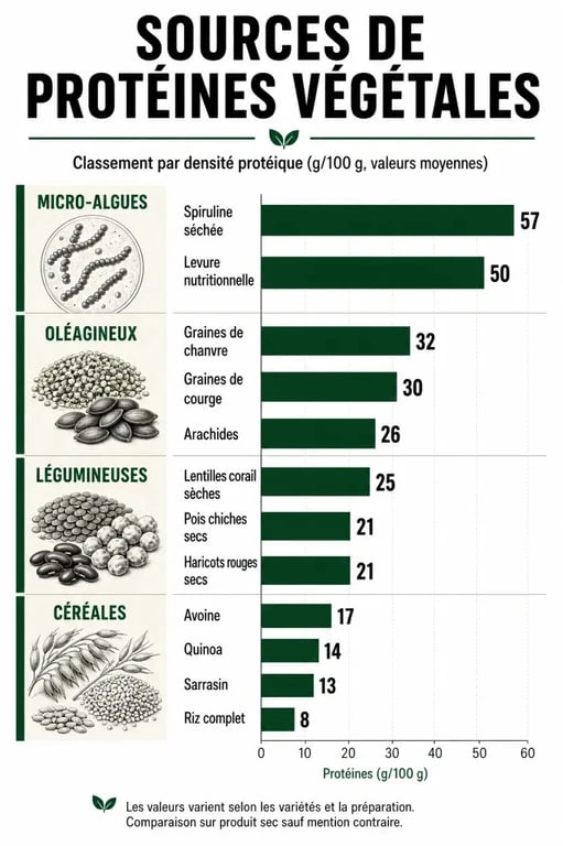 Infographie comparative des meilleures sources de protéines végétales pour une alimentation équilibrée