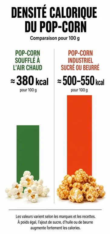 Comparatif calorique du pop-corn : impact sur le poids selon le mode de préparation