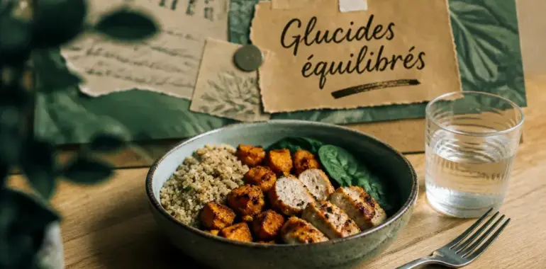Les glucides font grossir : bol quinoa et patate douce avec poulet