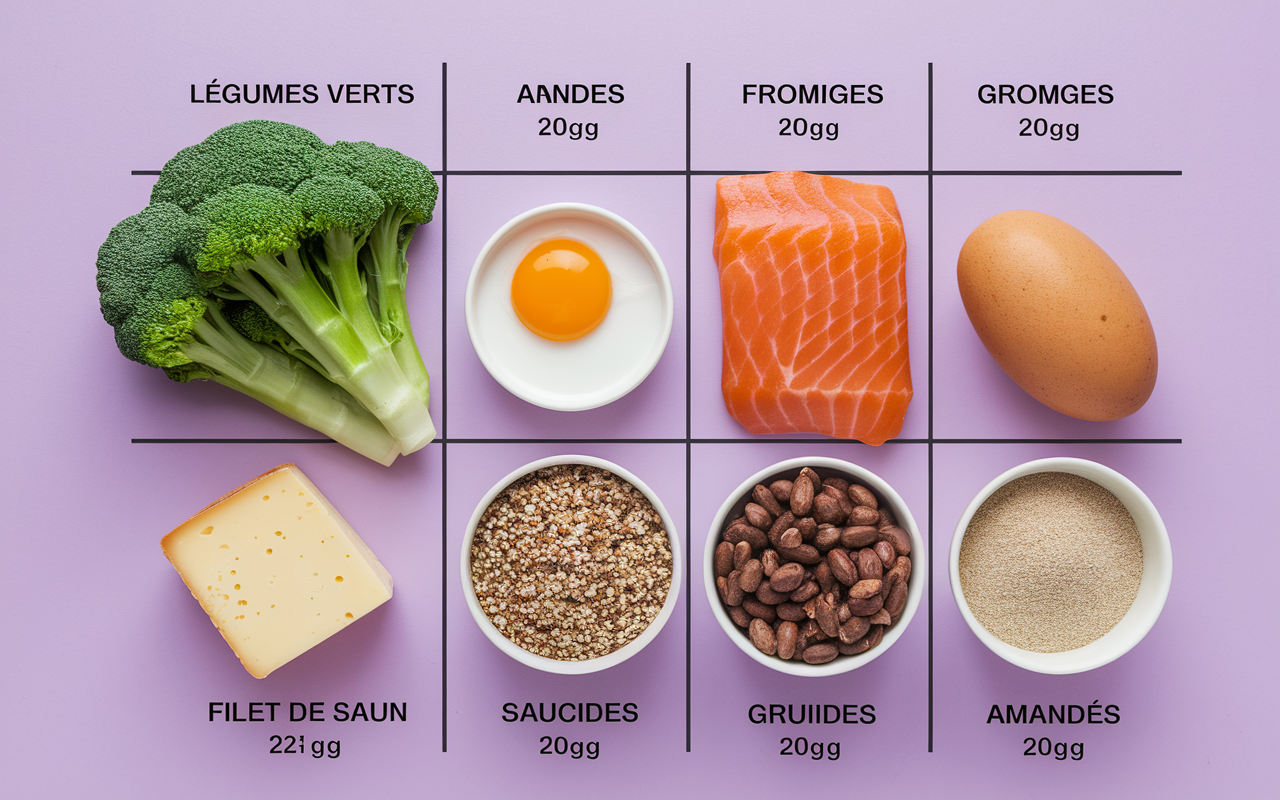 catégories aliments pauvre en glucide et quantité