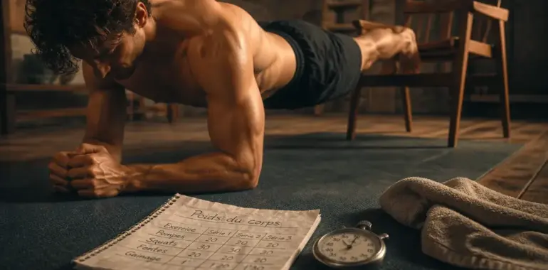 Musculation poids du corps programme : gainage planche et pompes sans matériel