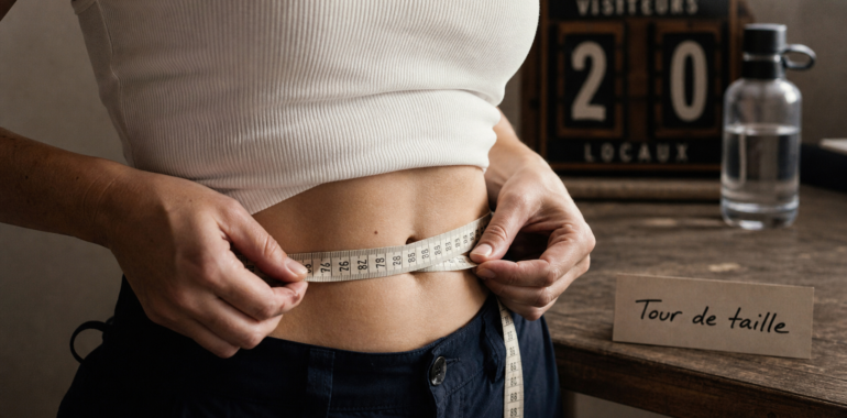 Perdre tour de taille : mètre ruban sur tour de taille