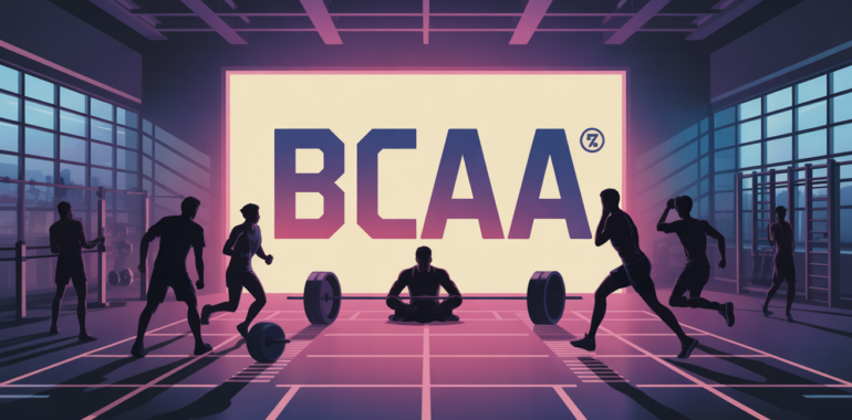 illustration stylisée salle de sport avec bcaa en vedette