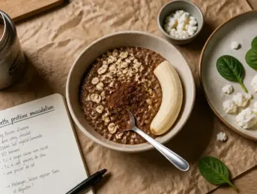 Recette riche en proteine musculation : bol protéiné chocolat, avoine et banane
