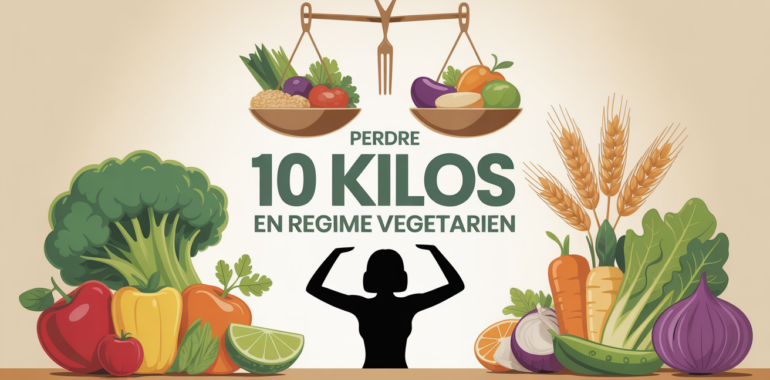 illustration regime vegetarien pour perdre 10 kilos balance assiette