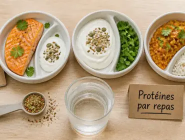 Repas riche en proteine 20g par portion : saumon, skyr et lentilles
