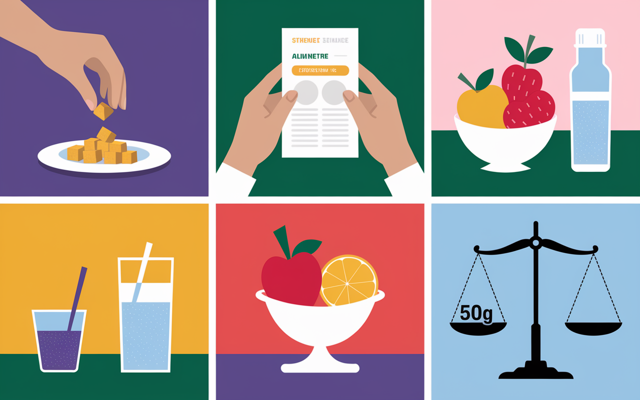 Etapes supprimer le sucre de son alimentation, schéma visuel