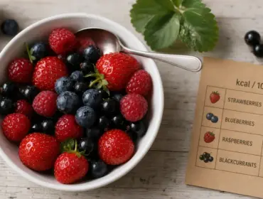 Calories fruits rouges : baies fraîches en bol, apports nutritionnels