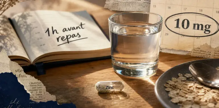 Comment prendre le zinc à jeun, 10 mg par jour avec verre d’eau
