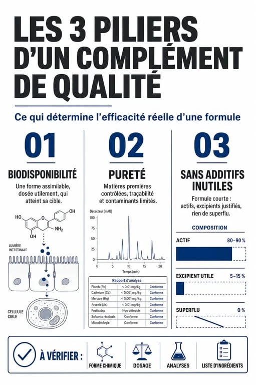 Infographie sur les critères de choix des meilleurs compléments alimentaires