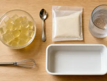 Gélatine bariatrique perte de poids avant repas : gélatine en cubes et eau froide