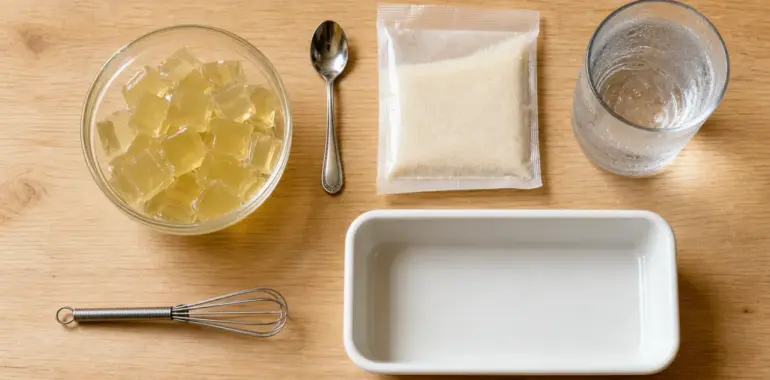Gélatine bariatrique perte de poids avant repas : gélatine en cubes et eau froide