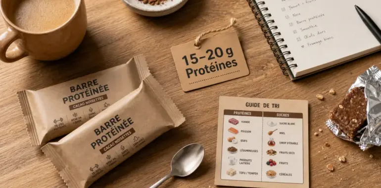 Meilleures barres protéinées, 15–20 g protéines, peu de sucres