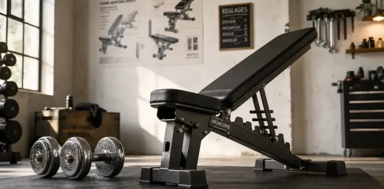 Panneau incline sur banc : banc réglable pour entraînement incliné-décroché