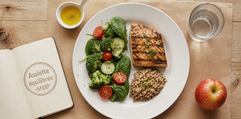 Quoi manger en regime : assiette équilibrée protéines fibres