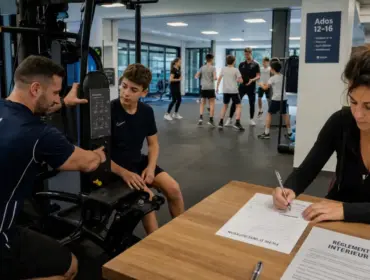 Salle de sport pour mineur 12 ans : coach encadre un jeune