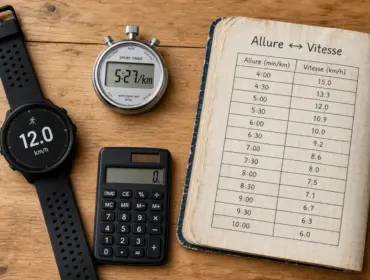Conversion min par km en km/h : 4:00/km = 15 km/h