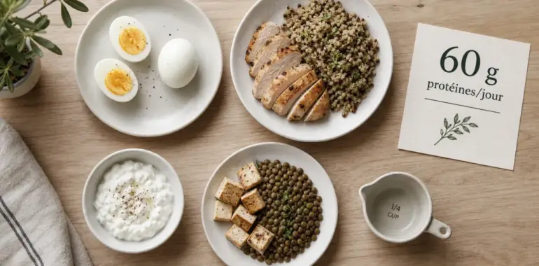Comment manger 60 g de protéine par jour : 3 repas