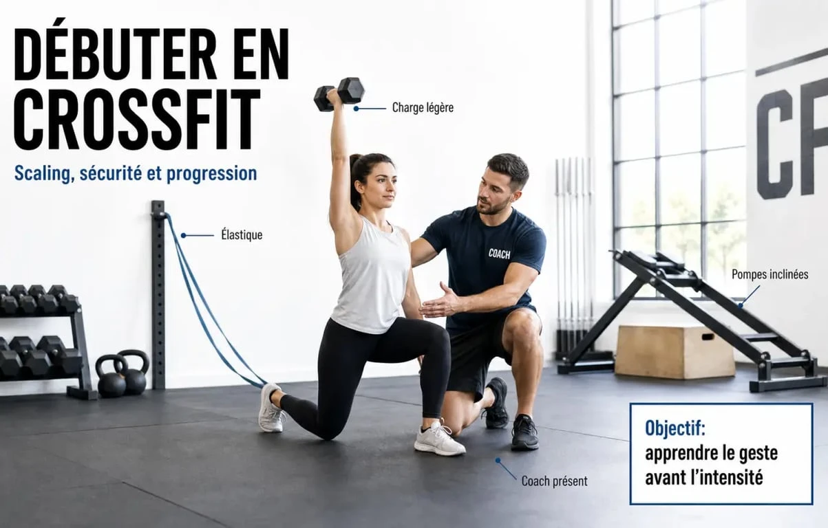 CrossFit pour femme : femme débutante encadrée par un coach avec des exercices adaptés