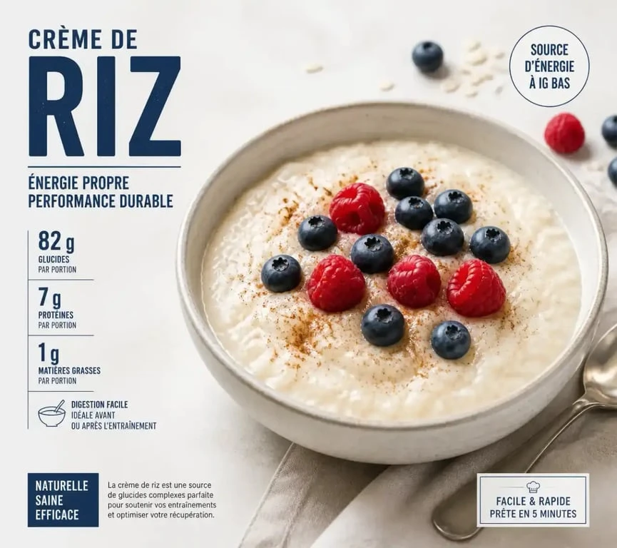 Bol de crème de riz onctueuse, recette idéale pour la musculation et la récupération sportive.