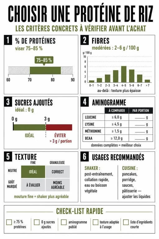 Riz protéine : critères de choix, dosage et usages au quotidien