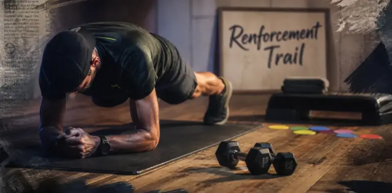 Renforcement musculaire trail sur tapis : gainage et haltères