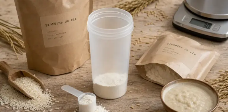 Shaker de riz protéine : texture à surveiller, 30 g