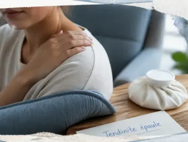 Tendinite épaule massage : effleurage léger et poche de glace