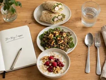 Bol skyr, lentilles et wrap : 20-30 g protéines pour chaque protéine repas