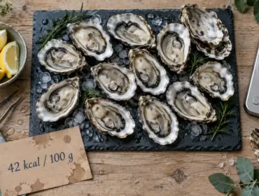 Calories dans les huîtres : 42 kcal/100 g, jusqu’à 150 kcal la douzaine